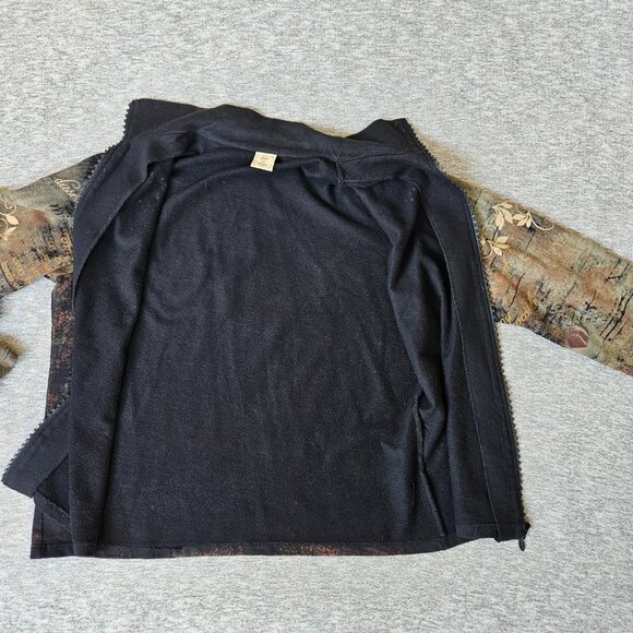 Jess & Jane Jacket Womens XL Artsy Zip Rhinestone Chocolate Sweater Dark Floral - Picture 4 of 9